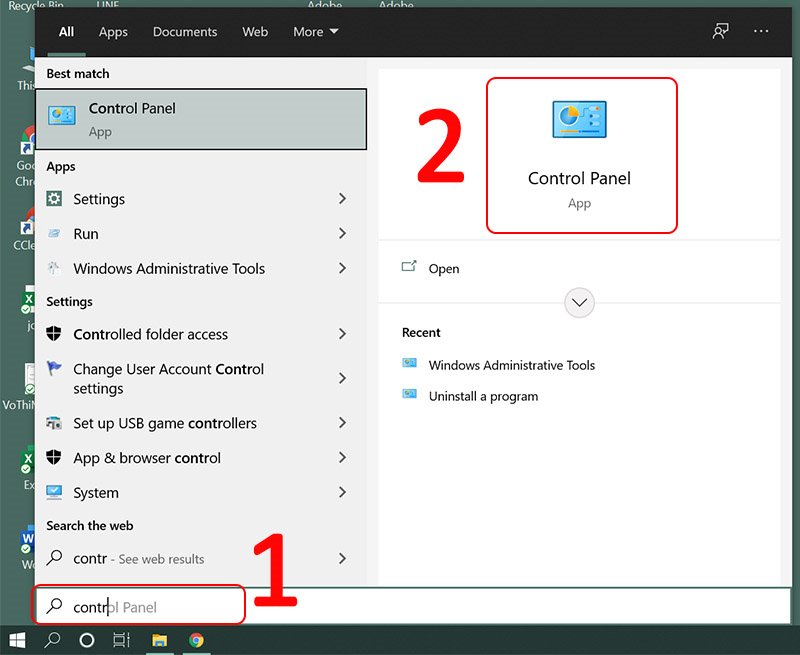 Truy cập v&agrave;o Control Panel